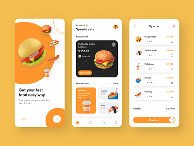 Fast food delivery ordering App app chef delivery design fast food food graphic design illustrator ios iphone mobile ui restaurant ui uiux web