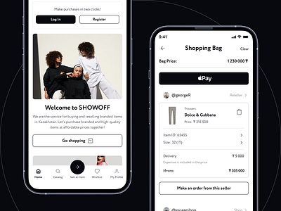 Showoff | Brand Clothes Retail App app concept app design black and white clothing app ecom minimalistic interface mobile design online shop retail app retail ecommerce startup ui user experience userflow ux wireframes