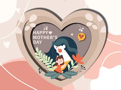 HAPPY MOTHER'S DAY ILLUSTRATION baby character design digital digital artist flat flower girl graphic graphic design happy hug illustration love mother mother and child mothers day vector views woman