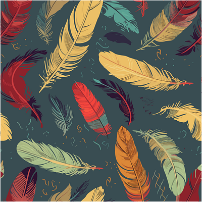 Bohemian Styled Feathers, Seamless Pattern design feathers graphic design illustration seamless design