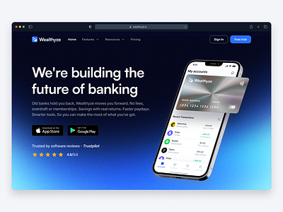 Landing Page For Banking App user interface