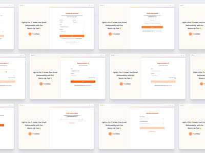 Warm-up Tool Onboarding Screens b2b design forgot password login onboarding product design reset passeord saas signup ui uiux ux uxdesign