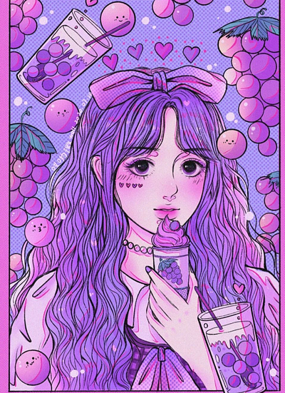 💜 purple boba tea🧋