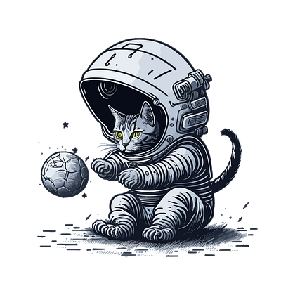 Astronaut Cat astronaut ball cat design galaxy game graphic design illustration playing
