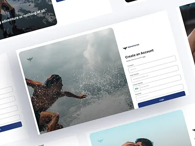 Create an account - Adventures app branding create account create an account design graphic design heropage illustration inspiration login logo sign in sign up signin signup ui vector