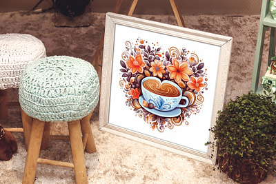 coffee flower decoration design illustration