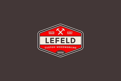 Lefeld Custom Woodworking badge badge logo brand design brand identity design construction construction logo logo design nashville nashville logo woodworking