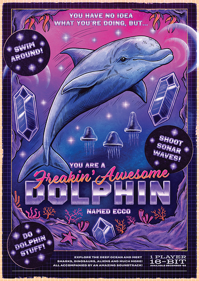 Gallery 1988 'oNESheet' Show art dolphin drawing ecco the dolphin game gaming gaming art illustration mega drive retro
