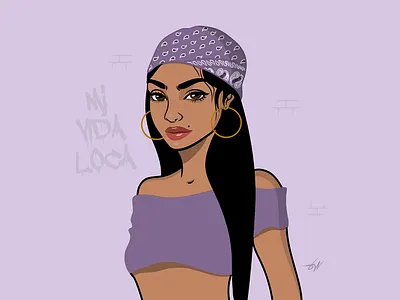 Mi vida loca baddie badass baddie bandana beauty characterart characterdesign design digitalart graphic design graphic designer illustration illustrator latina loca passion purple senorita vector