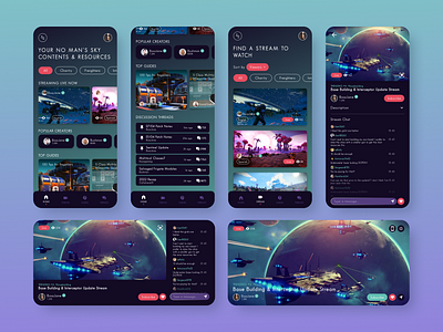 Mobile App UI/UX Design - Video Game Streaming App purple