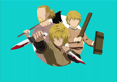 Thorfinn of Vinland Saga (motion) - Minimalist Character Design 2d animation art characterdesign flat illustration illustrator minimalist motion graphics