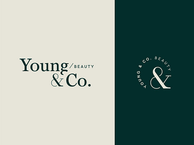 Young & Co Beauty Salon Logo ampersand and beauty boho brand branding chic hair hair salon logo negative space salon serif shadow slash vector