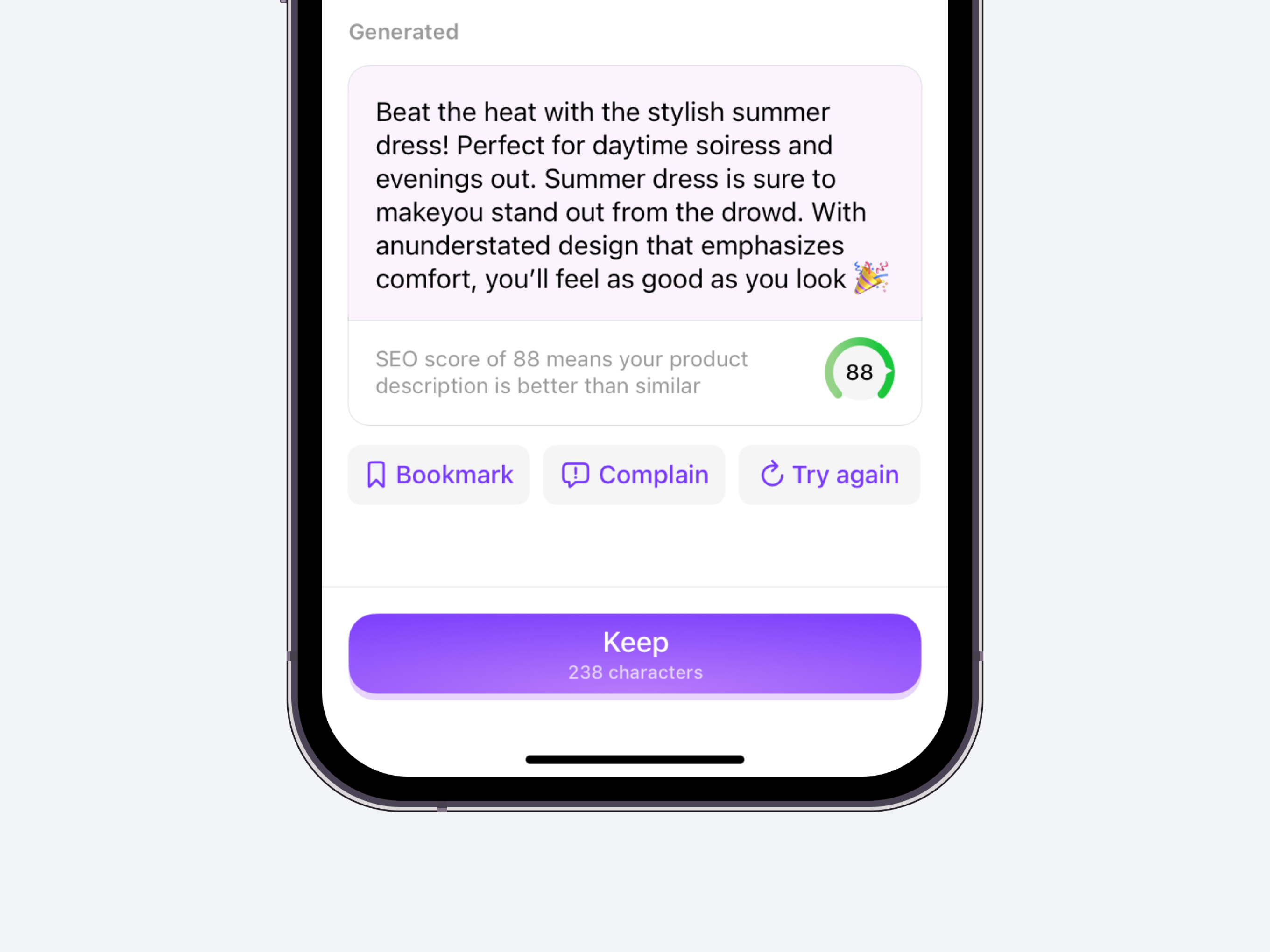 Wildberries Product Description Generator by AI ai animation description generator ecommerce principle product description seo sketch ui