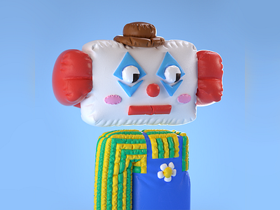 DANKBOTS - ETH clown 3d c4d cgi character cloth simulation clown inflatable marvelous designer toy