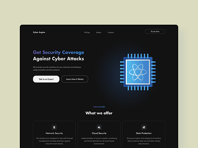 Cyber Security Landing Page cyber security hero section landing page ui design uiux web design