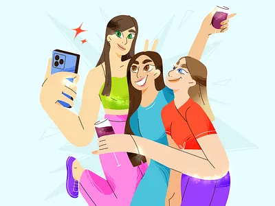 Girls' Party 2d art adobe art ideas character design digital art drawing dribble flat design flat illustration friends girls graphic design illo illustration inspo party procreate sketch women