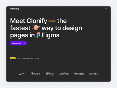 SAAS Hero — Clonify clean figma header hero homepage minimal modern saas simple ui ui kit ux web web design