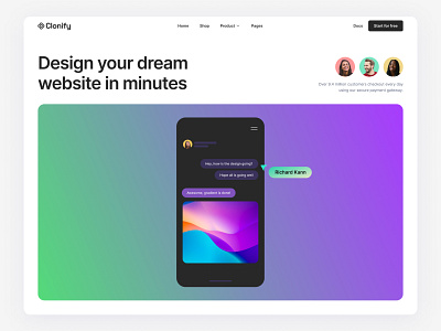 App Header — Clonify figma mobile app saas tool ui ui kit user interface ux web web design