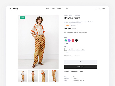 Product Page — Clonify clean ecommerce figma modern product product page shop page simple ui ui kit user interface ux web