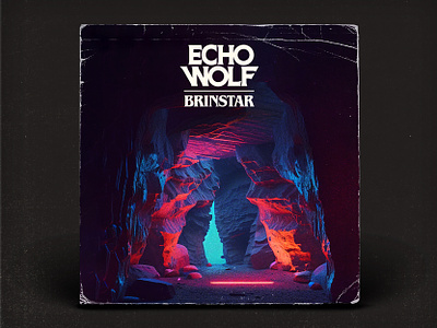 Echo Wolf - Brinstar 80s album art cover art glow music photoshop retro synthwave texture typography