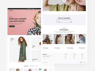 Ecommerce Homepage — Clonify clean commerce ecommerce figma full page homepage landing page modern shop simple ui ui kit user interface ux