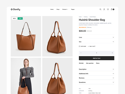 Product Page — Clonify clean ecommerce figma grid modern product product page shop shop page simple ui ui kit user interface ux web web design