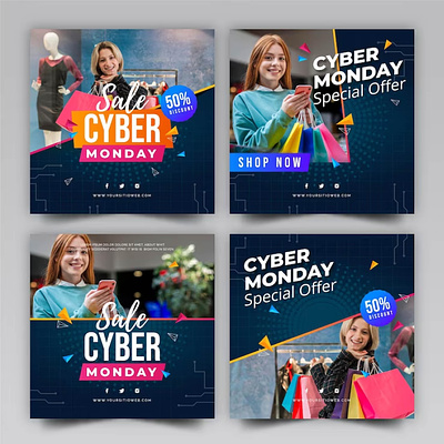 Cyber Monday Sale Instagram Post advertising big sale cyber monday flash sale instagram instagram post marketing post promotion sale social media square template