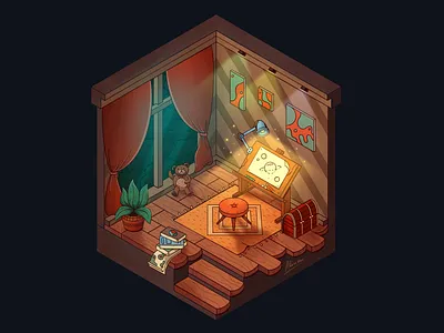 Room isometric illustration illustration isometric procreate room