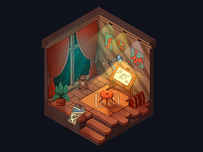 Room isometric illustration by Alina Medvedeva on Dribbble