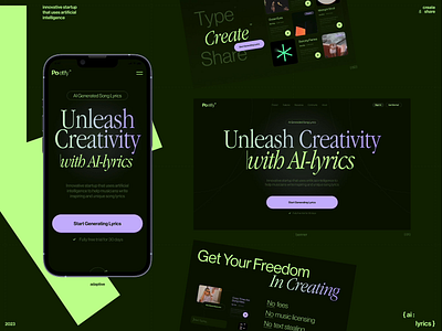 AI Generated Song Lyrics branding design graphic design minimal neon ui ux vector web website