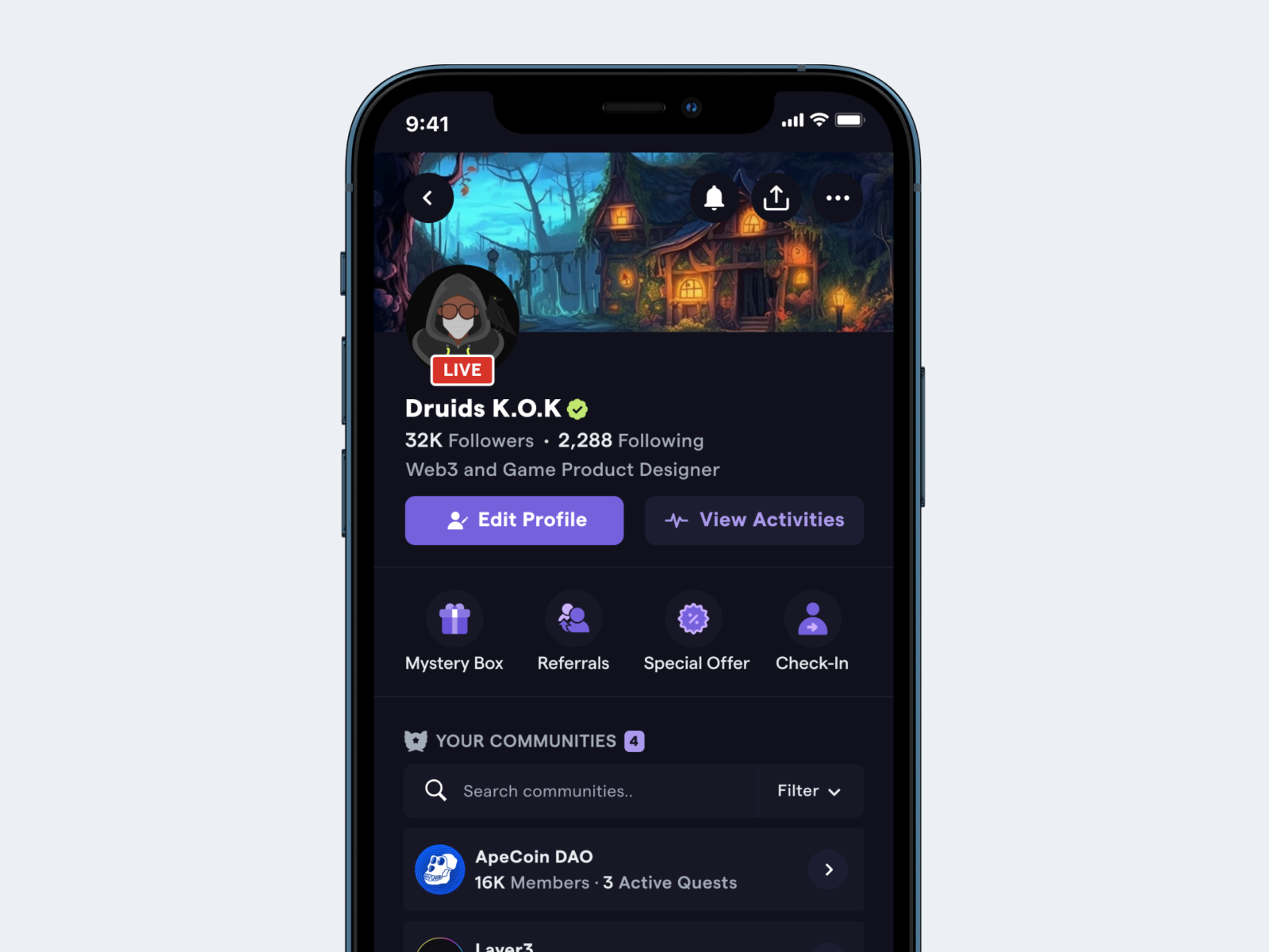 User Profile blockchain community crypto design mobile profile ui user profile web3