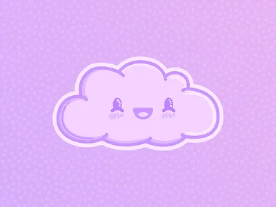 happy cloud! cloud design flat happy icon illustration inkscape polka dots purple smile stars sticker vector