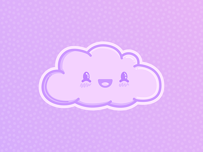 happy cloud! cloud design flat happy icon illustration inkscape polka dots purple smile stars sticker vector