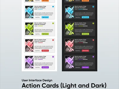Action Cards User Interface Components application design card dark figma graphic design light ui user interface vector