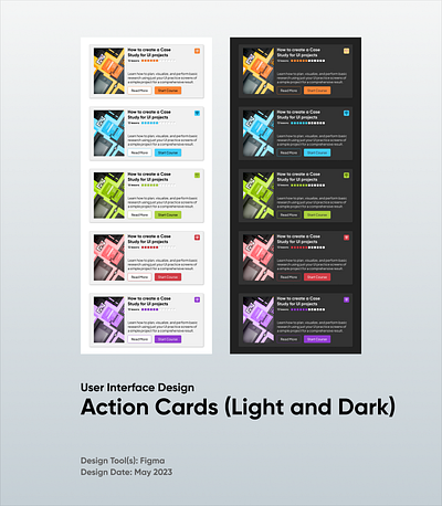 Action Cards User Interface Components application design card dark figma graphic design light ui user interface vector