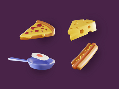 Food 3d Icon Exploration 3d 3d icon 3d illustration app branding cheese cooking egg food food icon graphic design hotdog icon for app illustration pizza sausage ui website