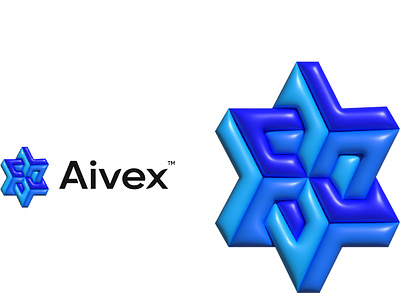 Aivex 3D logo abstract logo branding creative logo design illustration logo logo designer modern logo ui vector