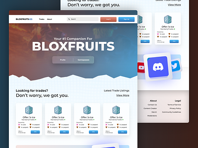 UI design - Bloxfruits.gg bloxfruits graphic design roblox trade ui website