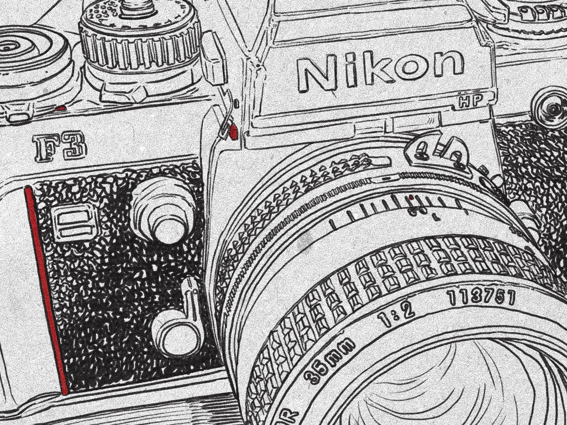 vintage nikon camera sketch