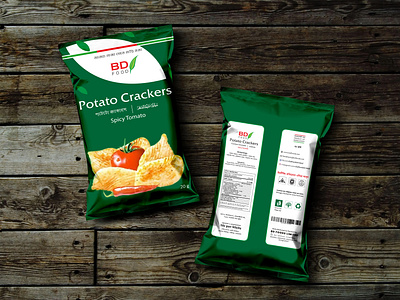 Potato Crackers Pouch Pack Design 3d mockup graphic design packaging design pouch design