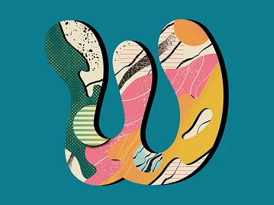 'W' for 36 Days of Type 36daysoftype challenge concept design flat gradients illustration illustrator lettering letters patterns texture type vector