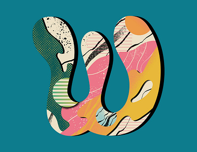 'W' for 36 Days of Type 36daysoftype challenge concept design flat gradients illustration illustrator lettering letters patterns texture type vector