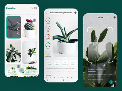 Mobile interface for plant management app branding design figma illustration ui ux vector