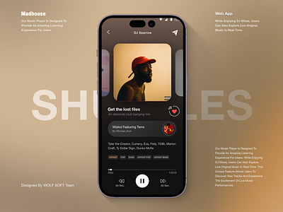 Music player UI Design animation app flutter madhouse mixes music music player shuffel spotify ui uiux