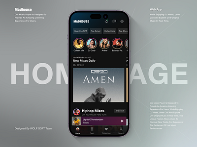 Madhouse Music App Home Page home page landing page madhouse music music app music player redesign search music singer songs spotify