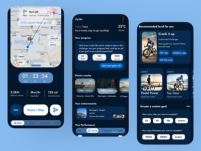 Cycling tracking app design challenge design figma ui ux