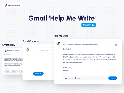 Case study: 'Help Me Write' Feature for Gmail [Google I/O 2023] aiassistedwriting aiemails aiwriting efficientemailing emailefficiency emailsmadeeasy emailwritingassistance gmailsmartcomposing gmailupdates googleio2023 googleupdates inboxmanagement intelligentemails nextgenemails productivecommunication sergushkin smartcomposing smarteremails ux writingassistant