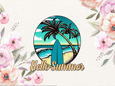 Hello Summer ( Summer T-Shirt Design ) colorful summer t shirts cool summer t shirt designs funny summer t shirts hello summer summer beach t shirts summer time vintage summer t shirts