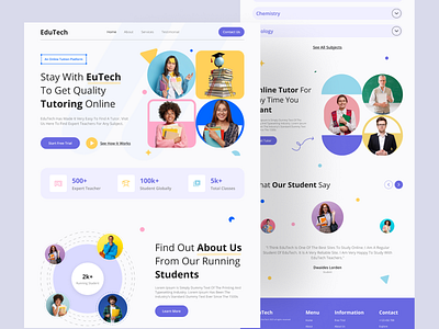 Edutech website landing page academy app creative design edu education edutech landing page learning skill ui ux webpage website
