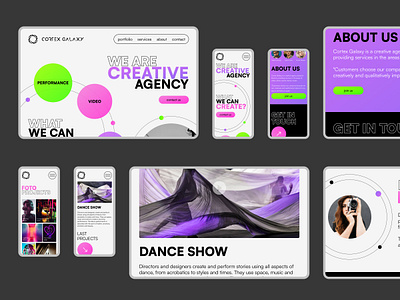 Creative agency Cortex Galaxy. UX UI study project. app ui ux web webdesign